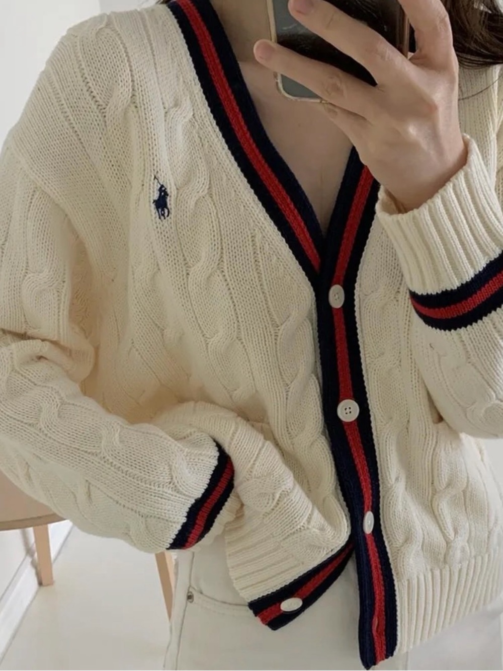Polo Ralph Lauren Cardigan Women’s Medium Cable Knit Button Front Sweater